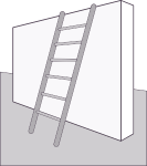 ladder against a wall pink-brown