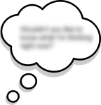 Thought bubble with blurry words inside