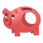 Piggybank with a large hole going through from one side to the other showing that it's empty