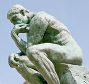 An outdoor casting of Rodi's famous bronze statue, "The Thinker"