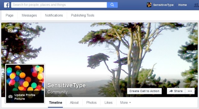 A screenshot of the SensitiveType Facebook page