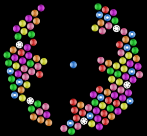 Screnshot of a half-finished bubble shooter game